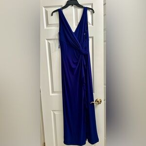 Ralph Lauren Blue Ruched Evening Gown